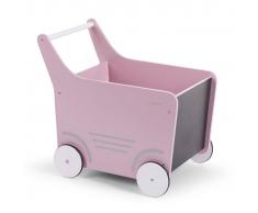 CHILDWOOD Carrito andador de madera juguete rosa WODSTRP