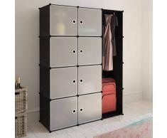 vidaXL Armario modular 9 compartimentos negro y blanco 37x115x150 cm