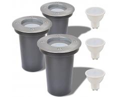 vidaXL Focos LED empotrables de suelo para exteriores redondos 3 unidades