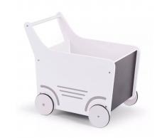 CHILDWOOD Carrito andador de madera juguete blanco WODSTRW
