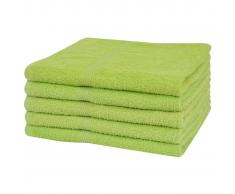 vidaXL Toallas de baño 5 uds. 100% algodón 360 g/m² 100x150 cm verdes