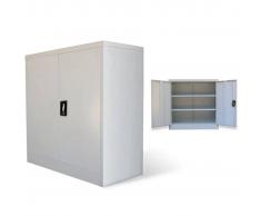 vidaXL Armario de oficina metal 2 puertas 90 cm gris