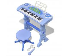 vidaXL Piano de juguete 37 teclas con taburete/micrófono para niños (Azul)