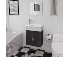 vidaXL Conjunto de mueble y lavabo 3 piezas negro