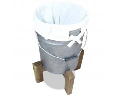 vidaXL Cesto de ropa hierro galvanizado y madera reciclada 30x30x58 cm