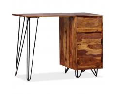 vidaXL Escritorio con 1 cajón y armario de madera maciza sheesham