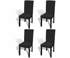 vidaXL Funda de silla elástica recta 4 unidades negra