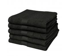 vidaXL 5 Toallas de baño algodón negro, 100 x 150 cm, 500 gsm