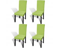 vidaXL Funda para silla elástica recta 4 unidades verde
