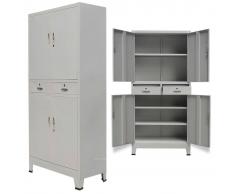 vidaXL Armario de oficina con 4 puertas acero 90x40x180 cm gris