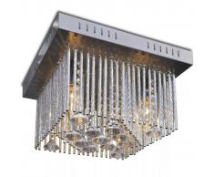 vidaXL Lámpara de techo colgante rectangular cristal y tiras aluminio