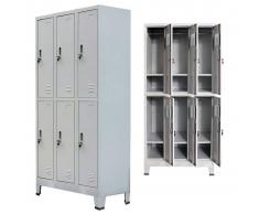 vidaXL Armario taquilla con 6 compartimentos acero 90x45x180 cm gris