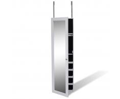 vidaXL Espejo joyero colgante de madera, blanco con dos puertas