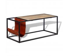 vidaXL Mesa de centro con revistero cuero 110x50x45 cm