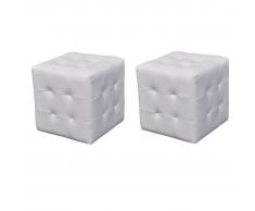 vidaXL 2 x Taburete De Forma Cubo Blanco