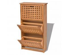 vidaXL Mueble zapatero de madera maciza nogal 55 x 20 104 cm