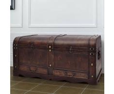 vidaXL Gran Cofre/Caja Del Tesoro De Madera En Estilo Antiguo Mesita de Café