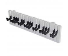 vidaXL Perchero para pared forma de teclado piano 16 ganchos negros
