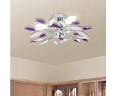 vidaXL Lámpara de techo con forma hojas, cristal acrílico blanco y morado