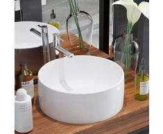 vidaXL Lavabo redondo de cerámica 40x15 cm blanco