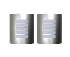 vidaXL 2 Apliques de exterior, lámparas pared acero inoxidable