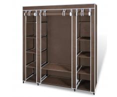 vidaXL Armario de tela compartimentos y varillas 45x150x176cm marrón