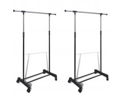 vidaXL Perchero Ajustable Para Ropa 1 Barra - 2 Piezas