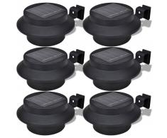 vidaXL Foco solar negro para vallas de jardín, 6 unidades