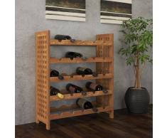 vidaXL Botellero de madera maciza nogal 64x25x76 cm