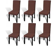vidaXL Funda para silla elástica recta 6 unidades marrón