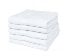 vidaXL 5 Toallas blancas de baño algodón, 100 x 150 cm, 500 gsm