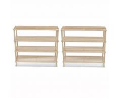 vidaXL Zapatero de Madera Almacenamiento Zapatos 4 Estantes 2 Piezas