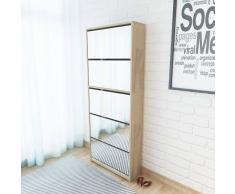 vidaXL Mueble zapatero 5 cajones con espejo roble 63x17x169,5 cm