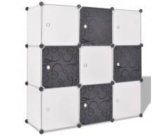 vidaXL Armario cubo organizador con 9 compartimentos negro y blanco