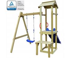 vidaXL Parque infantil de jardin con columpio y tobogán 228x168x218 cm madera pino