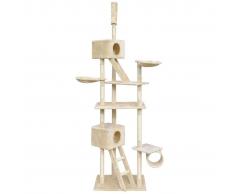 vidaXL Rascador para gatos 230-260 cm 2 casas beige