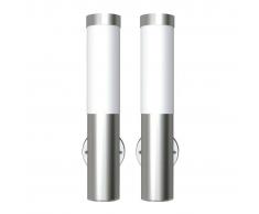 vidaXL 2 Apliques de exterior, lámparas pared, acero inoxidable