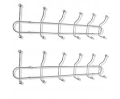 vidaXL Perchero de pared metal con 12 ganchos, 2 unidades