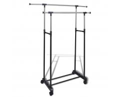vidaXL Perchero Ajustable Para Ropa - 4 Ruedas 2 Barras