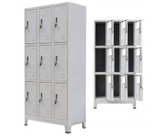 vidaXL Armario taquilla con 9 compartimentos acero 90x45x180 cm gris