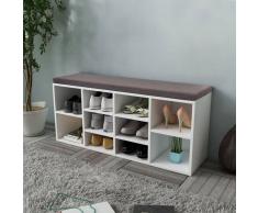 vidaXL Zapatero blanco en forma de banco con 10 compartimentos