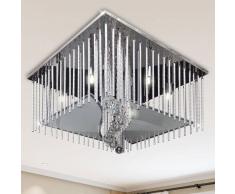 vidaXL Lámpara de techo colgante rectangular cristal y tiras aluminio