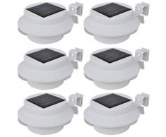 vidaXL Foco solar blanco para vallas de jardín, 6 unidades
