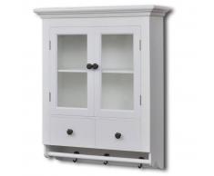 vidaXL Armario de pared para la cocina, madera blanca, con puerta cristal