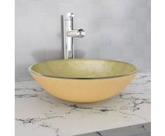 vidaXL Lavabo de vidrio templado 42 cm dorado
