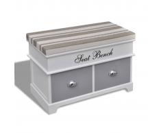 vidaXL Banco baúl de madera y cojin gris, con cajones