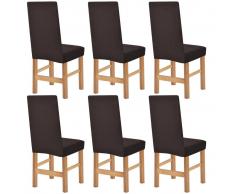 vidaXL Funda elástica para silla de franja ancha marrón 6 unidades