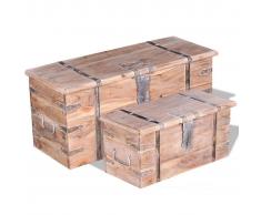 vidaXL Set de baúl almacenamiento madera acacia 2 unidades