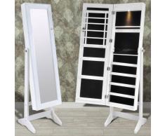 vidaXL Espejo joyero blanco de pie con luz LED