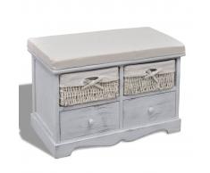 vidaXL Banco baúl de madera blanca, con cajones / cestas